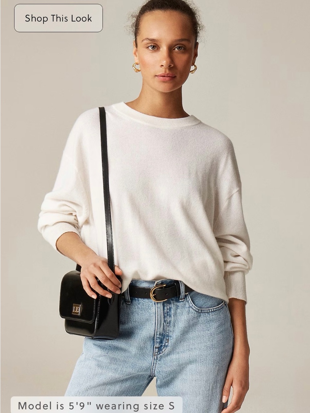 J. Crew Cream Cashmere Relaxed Crewneck Sweater Size Medium NWT - Picture 2 of 9